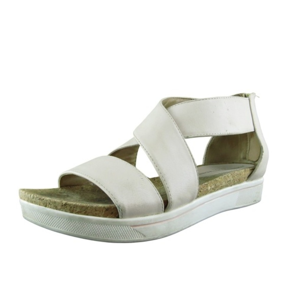 Adrienne Vittadini Claud Women Strappy Sandal Shoes Beige Synthetic Size 8.5 Med